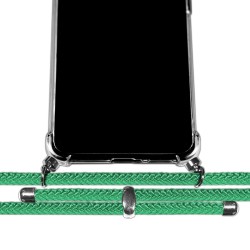 Funda Colgante Transparente compatible con iPhone 14 Plus (6.7) con Cordon Verde Agua