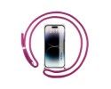 Funda Colgante Transparente compatible con iPhone 14 Pro (6.1) con Cordon Rosa Fucsia