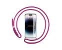 Funda Colgante Transparente compatible con iPhone 14 Pro Max (6.7) con Cordon Rosa Fucsia