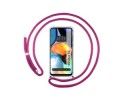 Funda Colgante Transparente para Motorola Moto E32 4G con Cordon Rosa Fucsia