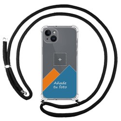 Personaliza tu Funda Colgante Transparente compatible con iPhone 14 Plus (6.7) con Cordon Negro Dibujo Personalizada