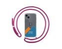 Personaliza tu Funda Colgante Transparente compatible con iPhone 14 Plus (6.7) con Cordon Rosa Fucsia Dibujo Personalizada