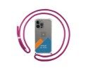 Personaliza tu Funda Colgante Transparente compatible con iPhone 14 Pro Max (6.7) con Cordon Rosa Fucsia Dibujo Personalizada