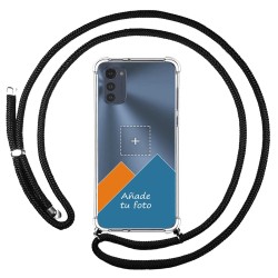 Personaliza tu Funda Colgante Transparente para Motorola Moto E32 4G con Cordon Negro Dibujo Personalizada