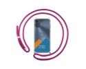 Personaliza tu Funda Colgante Transparente para Motorola Moto E32 4G con Cordon Rosa Fucsia Dibujo Personalizada