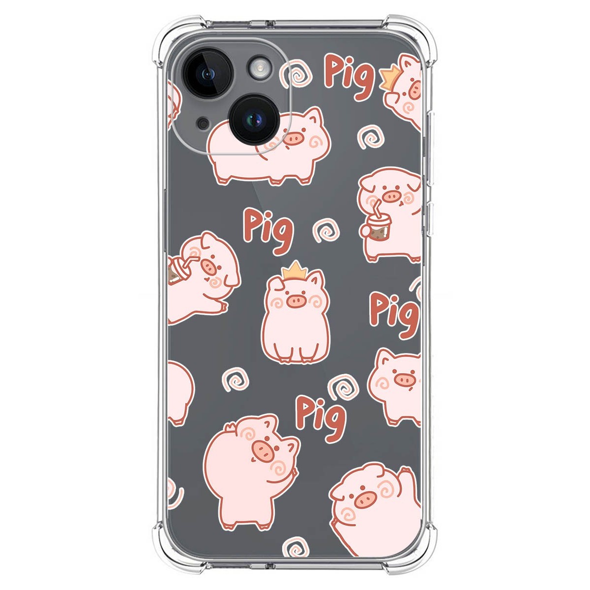 Funda Silicona Antigolpes compatible con iPhone 14 (6.1) diseño Cerdos Dibujos