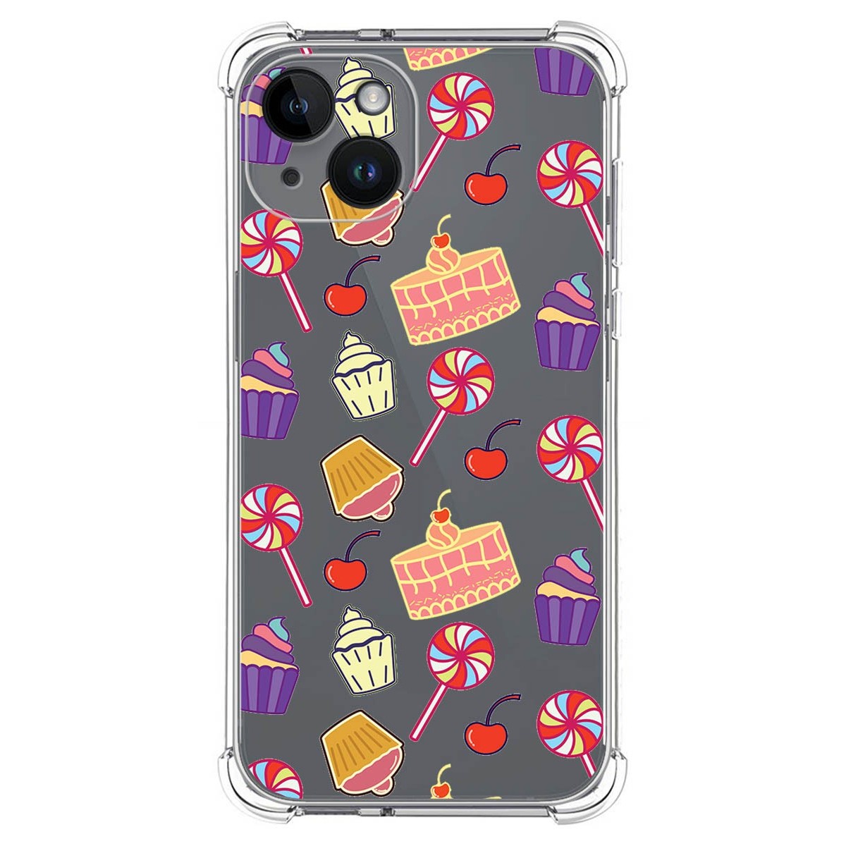 Funda Silicona Antigolpes compatible con iPhone 14 (6.1) diseño Dulces 01 Dibujos