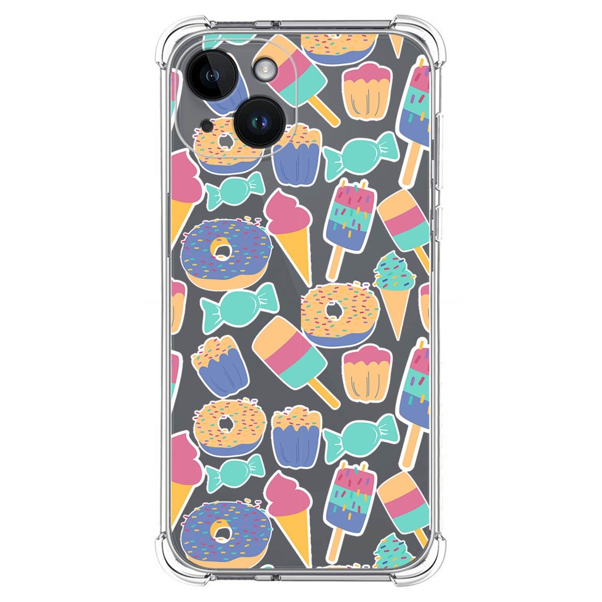Funda Silicona Antigolpes compatible con iPhone 14 (6.1) diseño Dulces 02 Dibujos