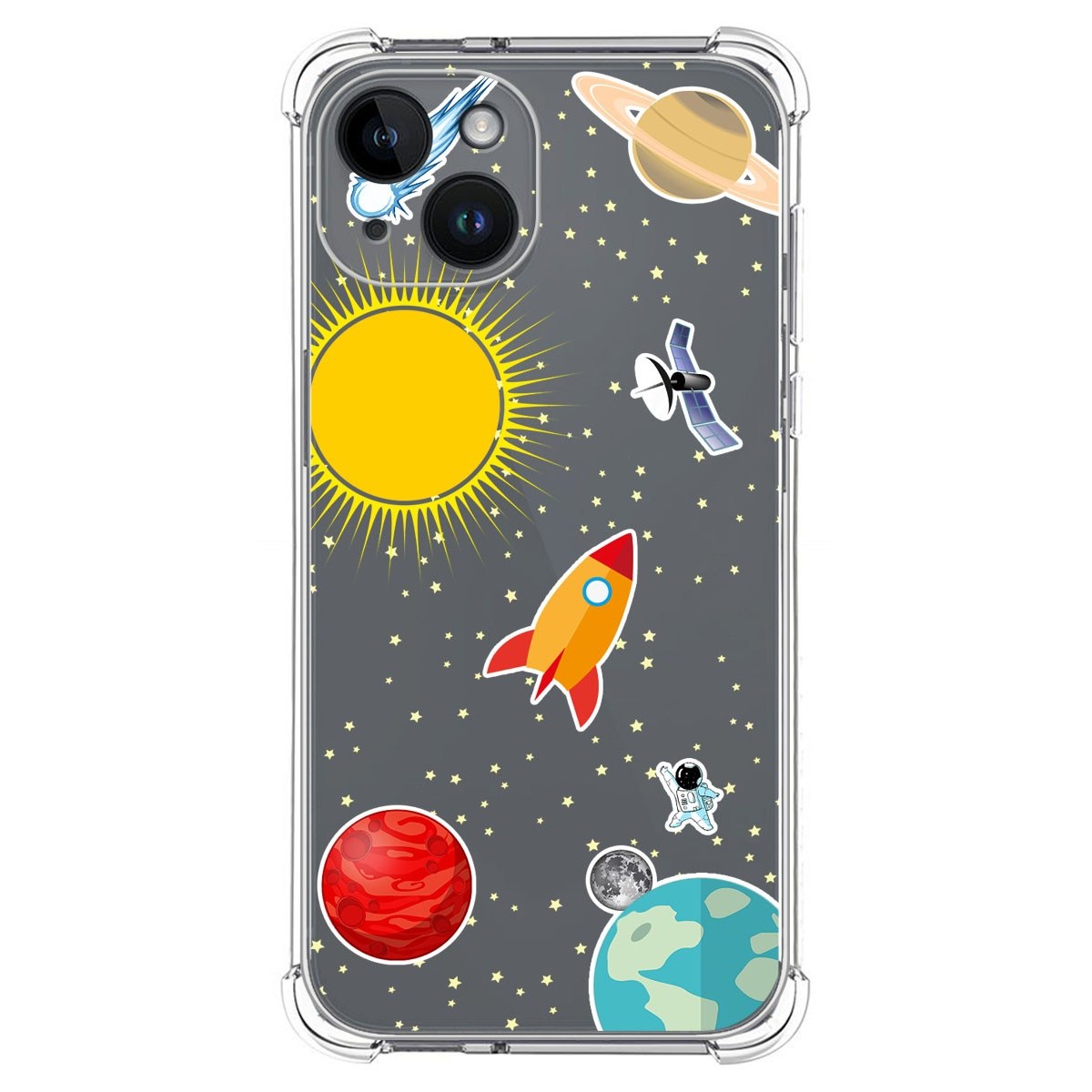 Funda Silicona Antigolpes compatible con iPhone 14 (6.1) diseño Espacio Dibujos