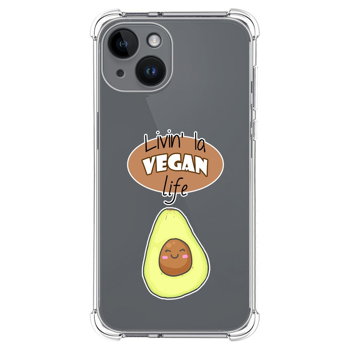 Funda Silicona Antigolpes compatible con iPhone 14 (6.1) diseño Vegan Life Dibujos