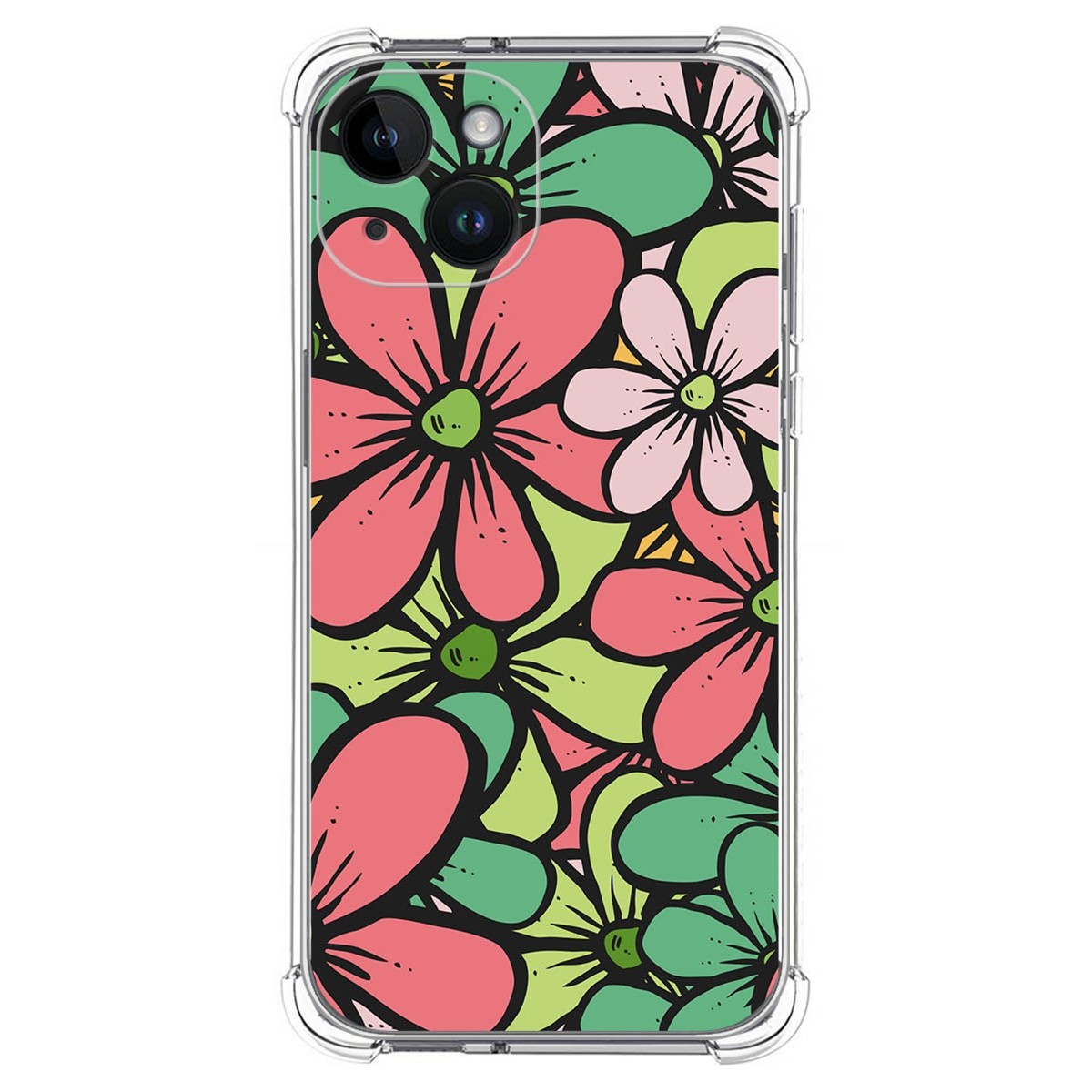 Funda Silicona Antigolpes compatible con iPhone 14 (6.1) diseño Flores 02 Dibujos