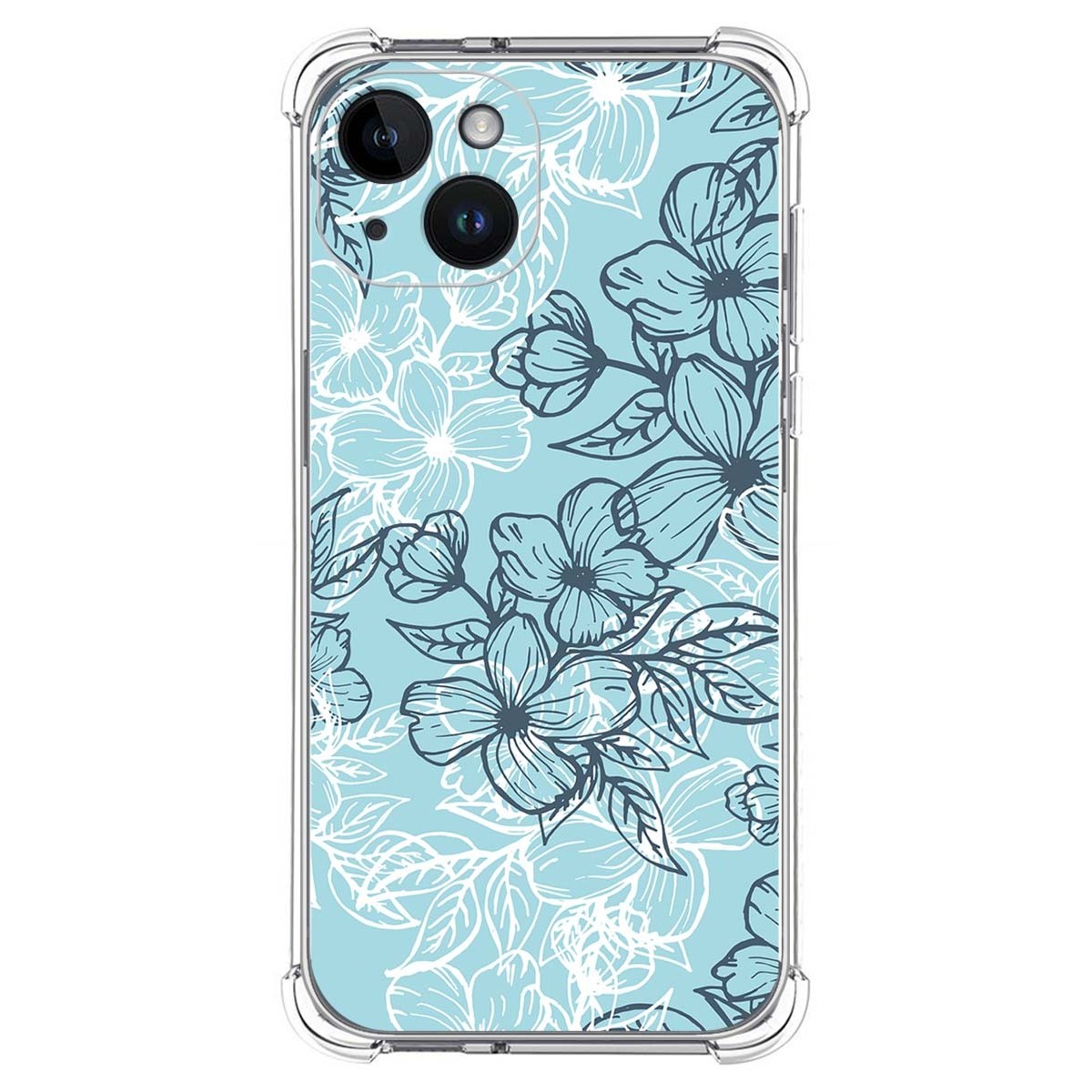 Funda Silicona Antigolpes compatible con iPhone 14 (6.1) diseño Flores 03 Dibujos