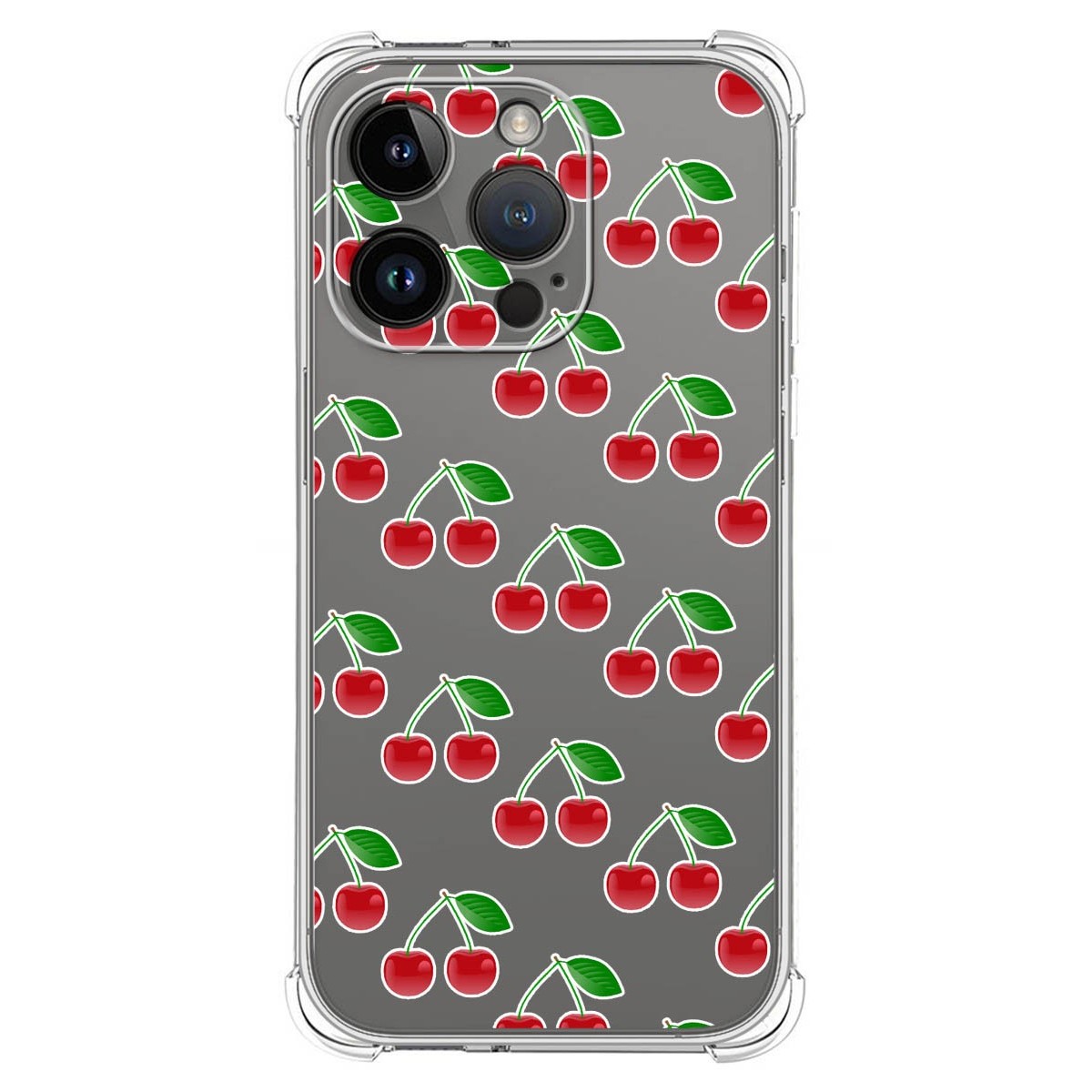 Funda Silicona Antigolpes compatible con iPhone 14 Pro (6.1) diseño Cerezas Dibujos