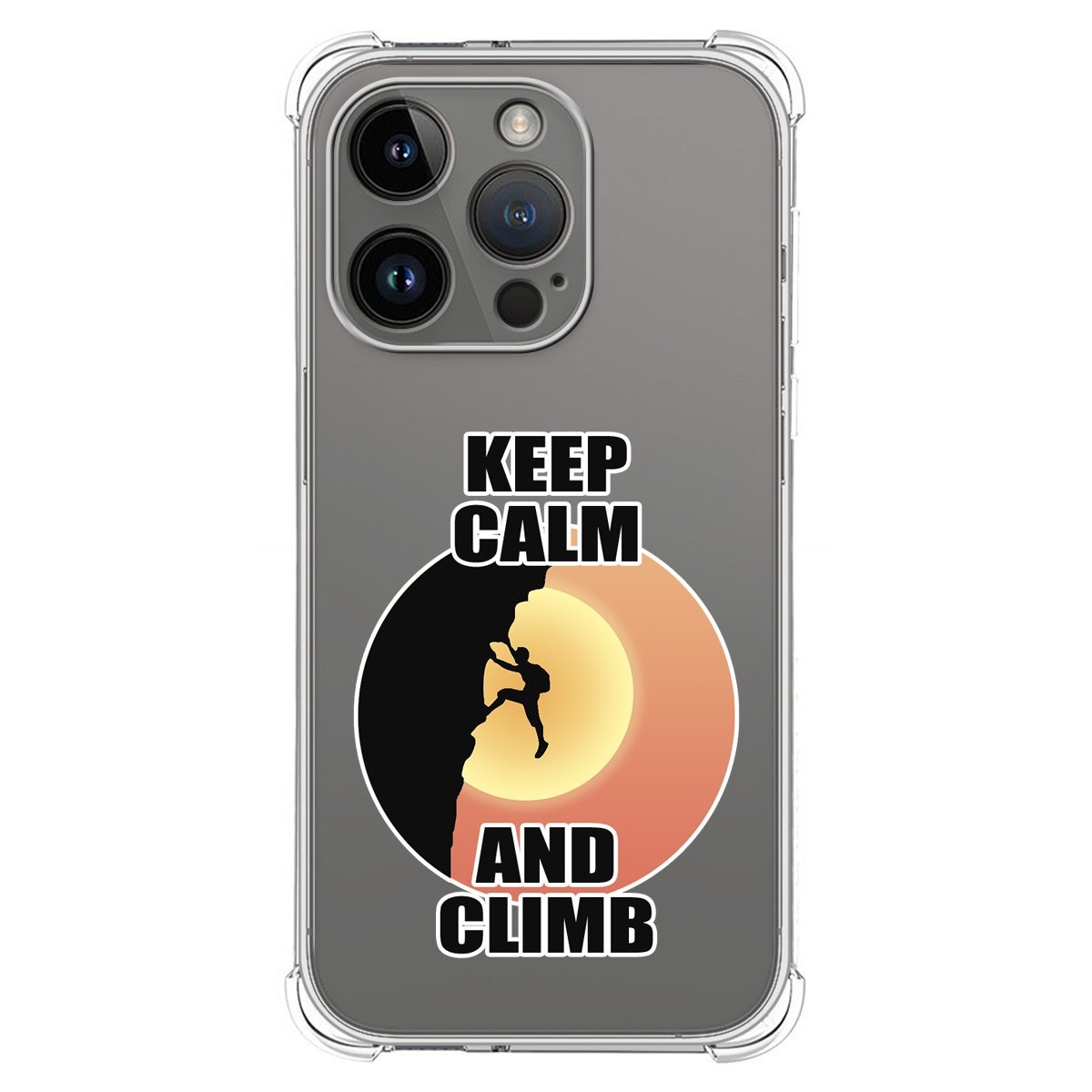 Funda Silicona Antigolpes compatible con iPhone 14 Pro (6.1) diseño Hombre Escalada Dibujos