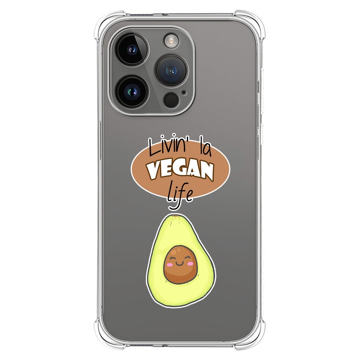 Funda Silicona Antigolpes compatible con iPhone 14 Pro (6.1) diseño Vegan Life Dibujos