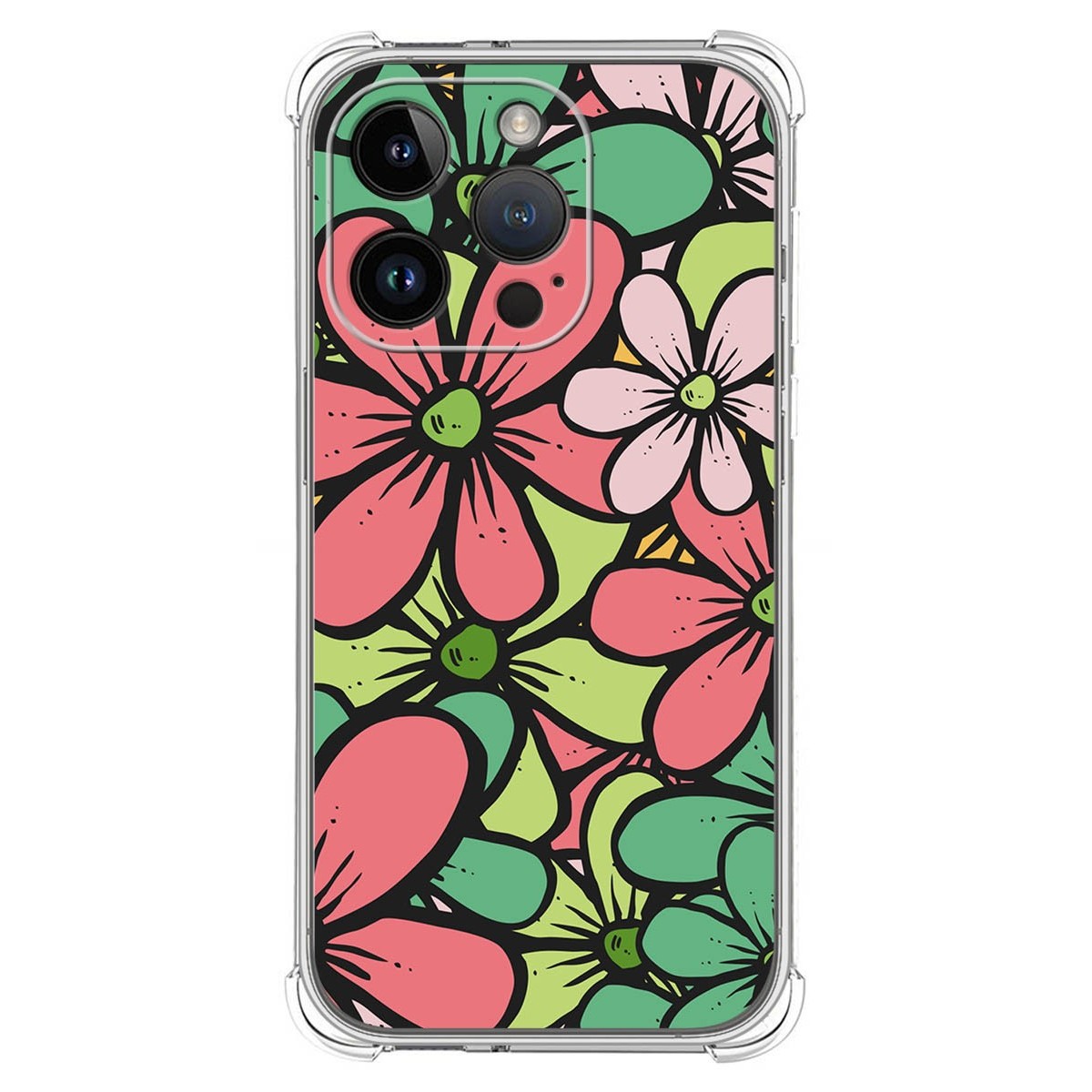 Funda Silicona Antigolpes compatible con iPhone 14 Pro (6.1) diseño Flores 02 Dibujos