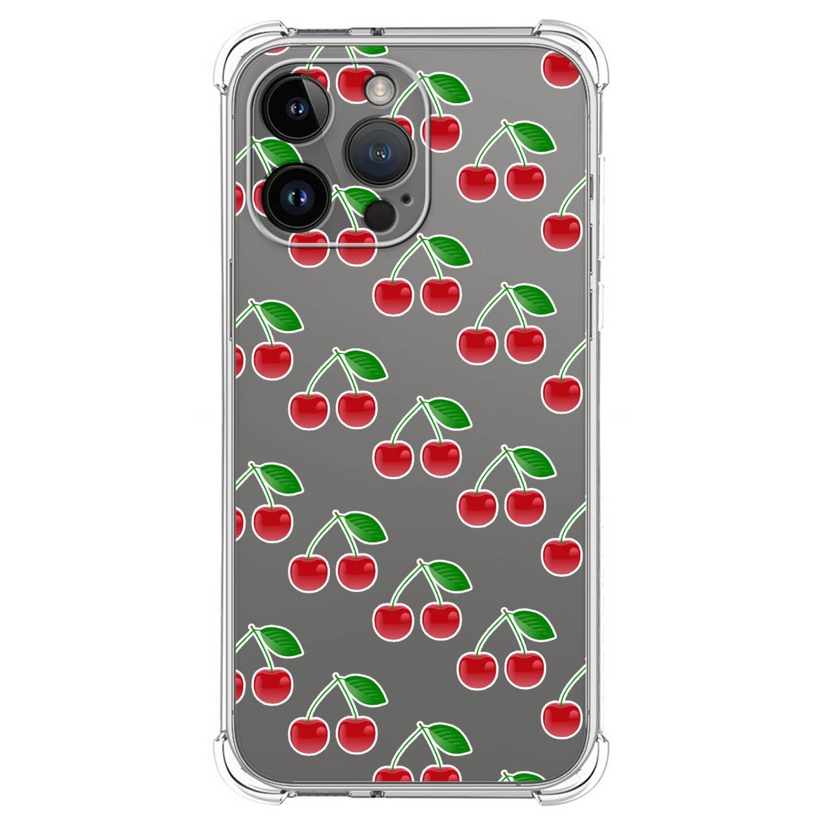 Funda Silicona Antigolpes compatible con iPhone 14 Pro Max (6.7) diseño Cerezas Dibujos