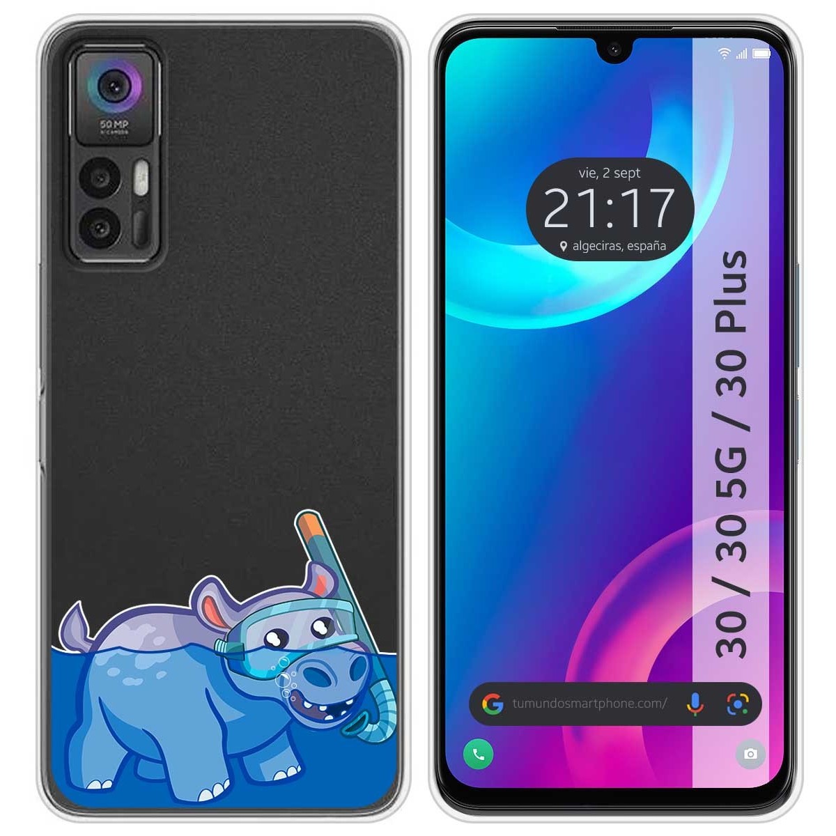 Funda Silicona Transparente para TCL 30 / 30 5G / 30 Plus diseño Hipo Dibujos