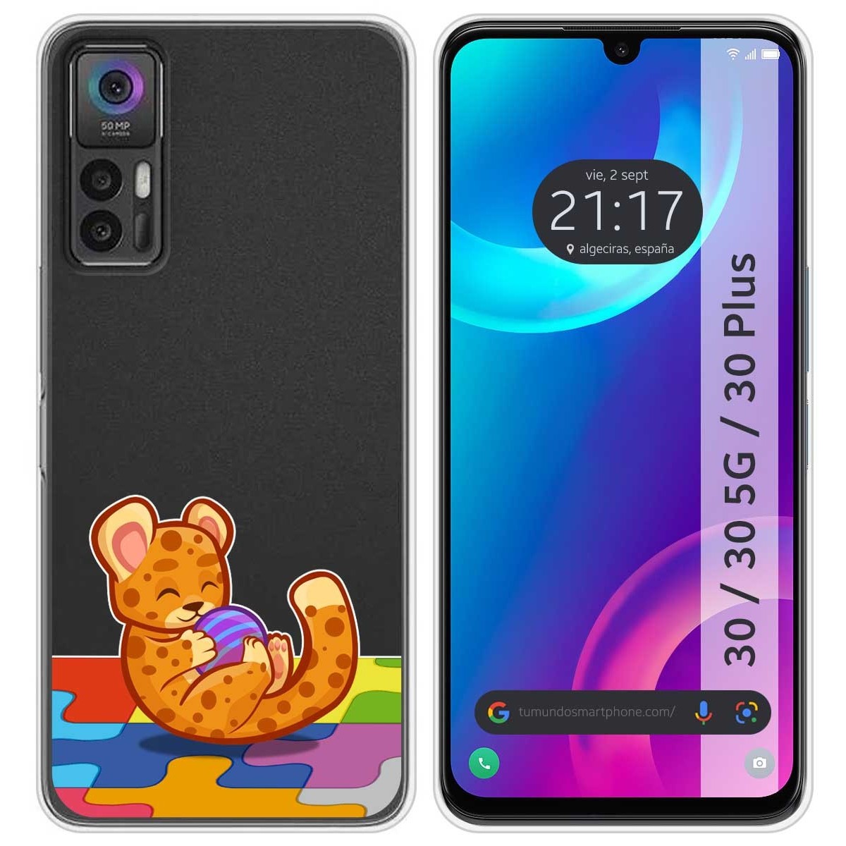 Funda Silicona Transparente para TCL 30 / 30 5G / 30 Plus diseño Leopardo Dibujos