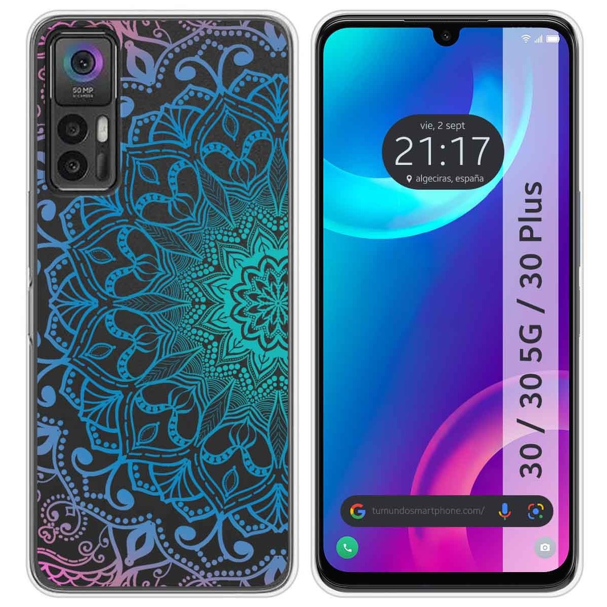 Funda Silicona Transparente para TCL 30 / 30 5G / 30 Plus diseño Mandala Dibujos