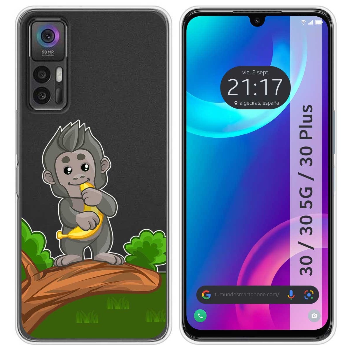 Funda Silicona Transparente para TCL 30 / 30 5G / 30 Plus diseño Mono Dibujos