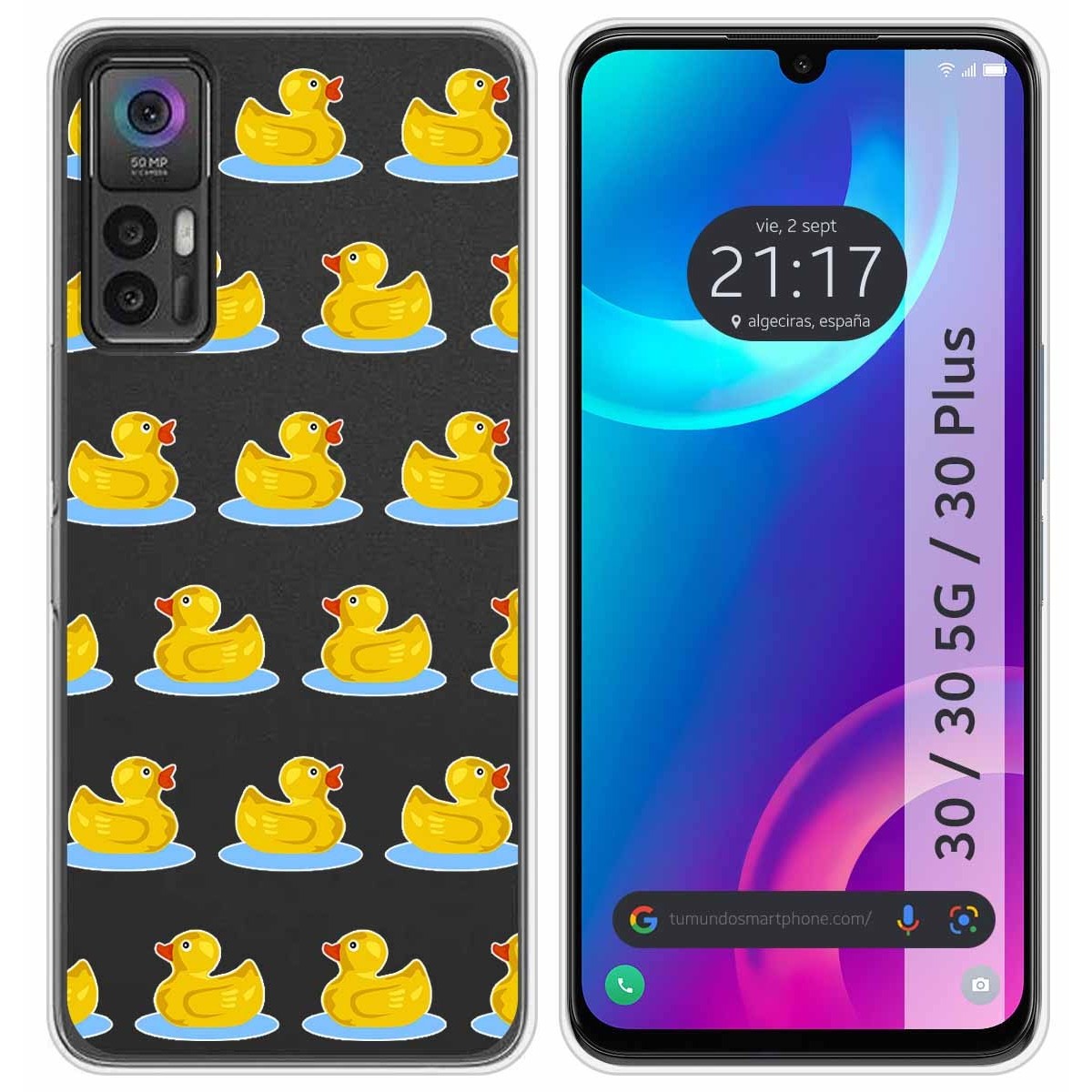 Funda Silicona Transparente para TCL 30 / 30 5G / 30 Plus diseño Pato Dibujos