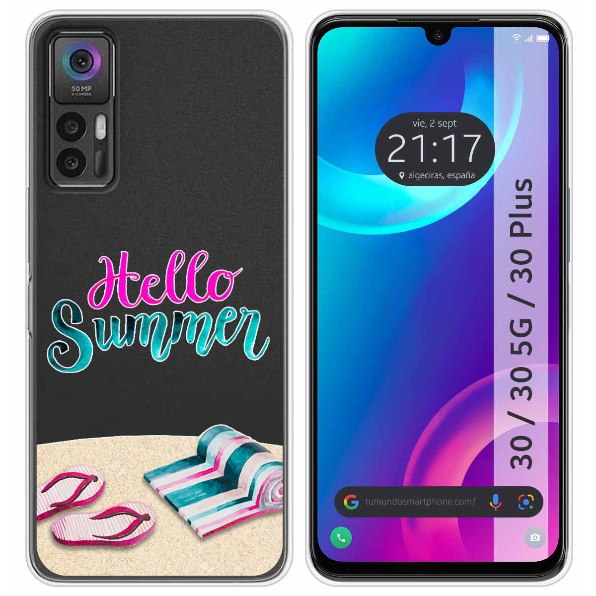 Funda Silicona Transparente para TCL 30 / 30 5G / 30 Plus diseño Summer Dibujos