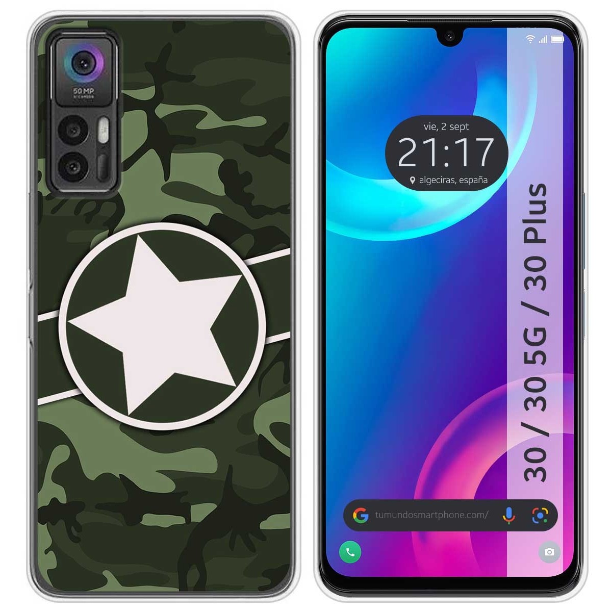 Funda Silicona para TCL 30 / 30 5G / 30 Plus diseño Camuflaje 01 Dibujos