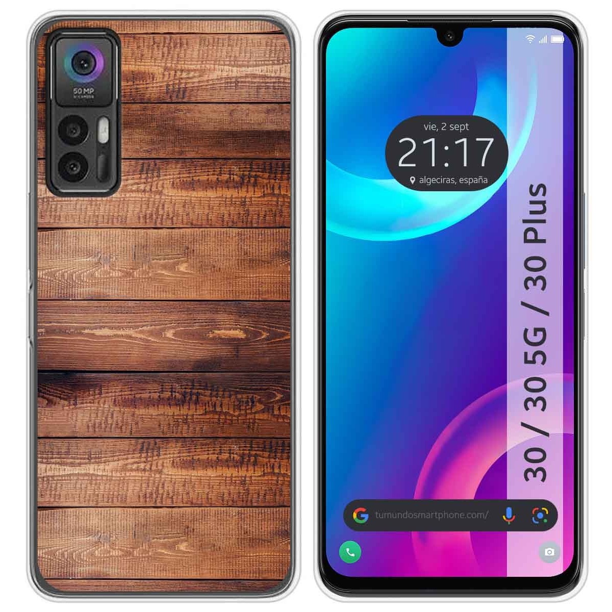 Funda Silicona para TCL 30 / 30 5G / 30 Plus diseño Madera 02 Dibujos