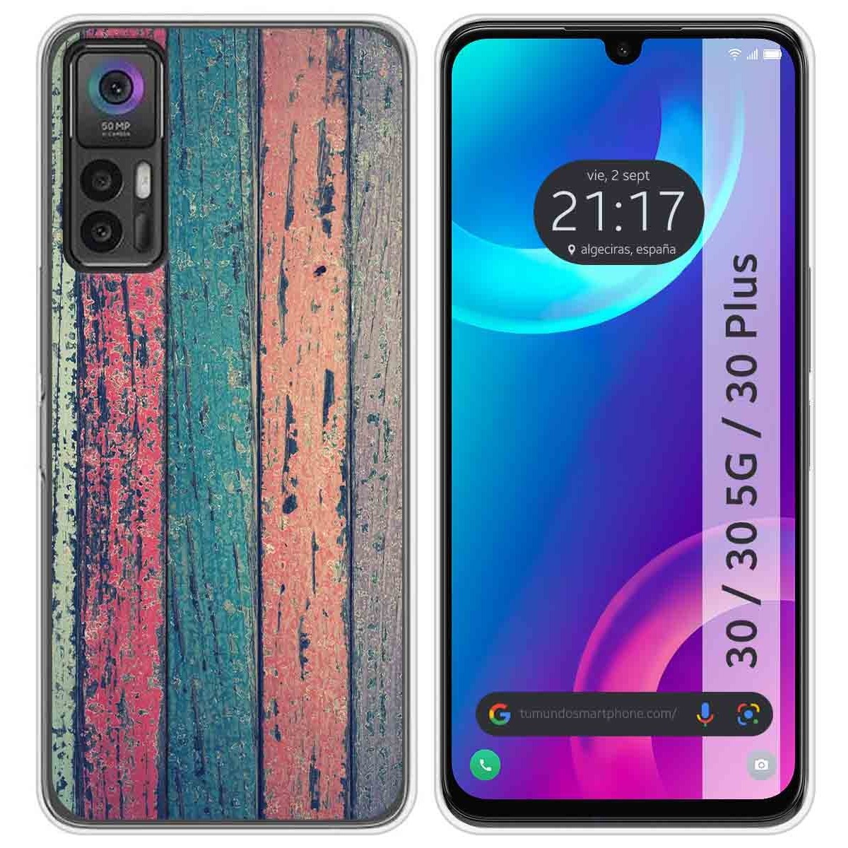 Funda Silicona para TCL 30 / 30 5G / 30 Plus diseño Madera 10 Dibujos