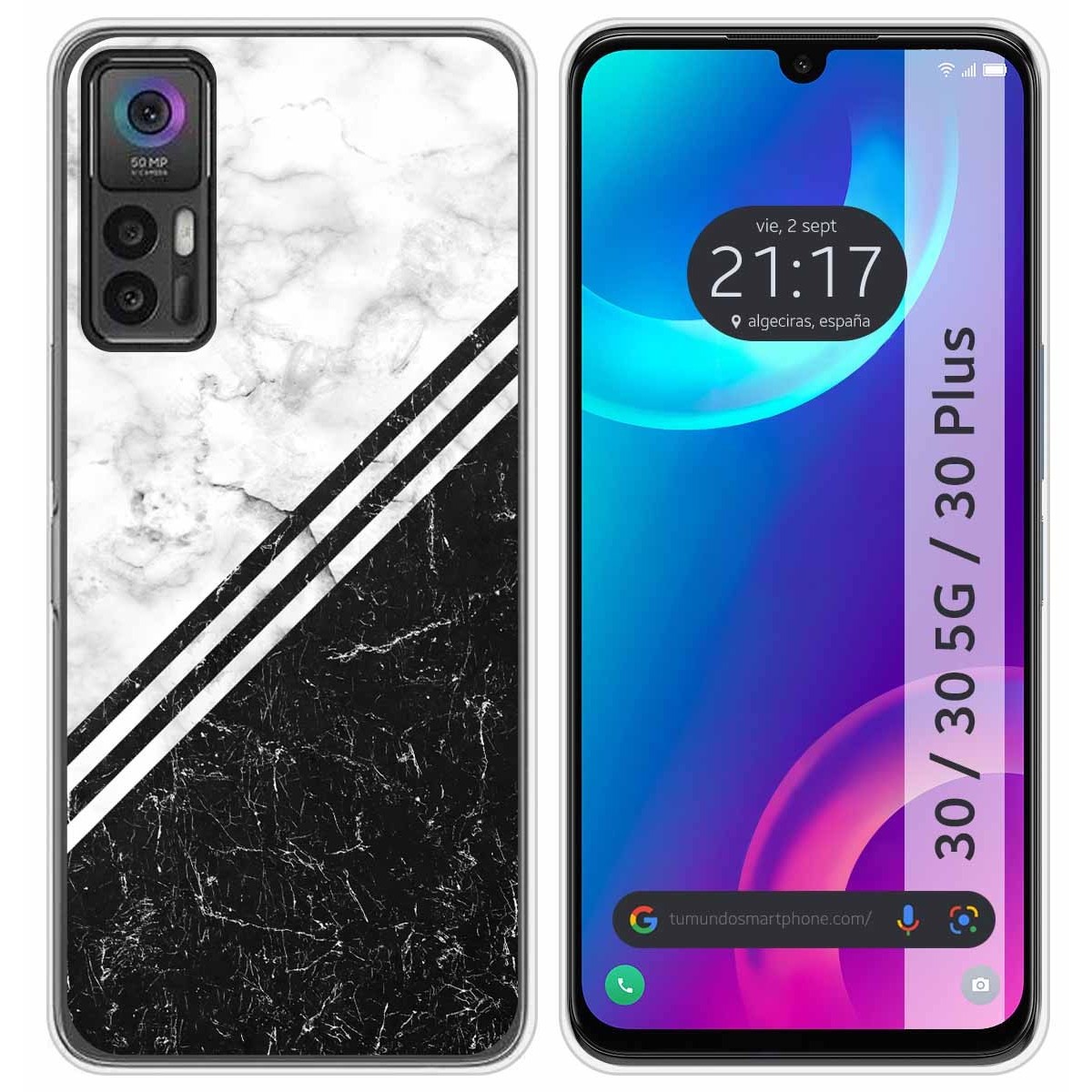 Funda Silicona para TCL 30 / 30 5G / 30 Plus diseño Mármol 01 Dibujos