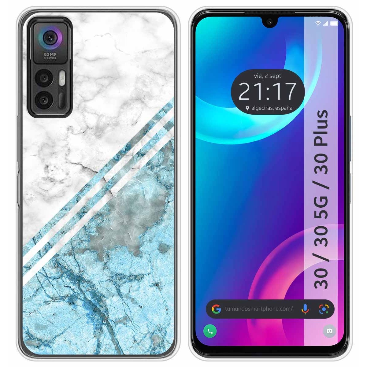 Funda Silicona para TCL 30 / 30 5G / 30 Plus diseño Mármol 02 Dibujos