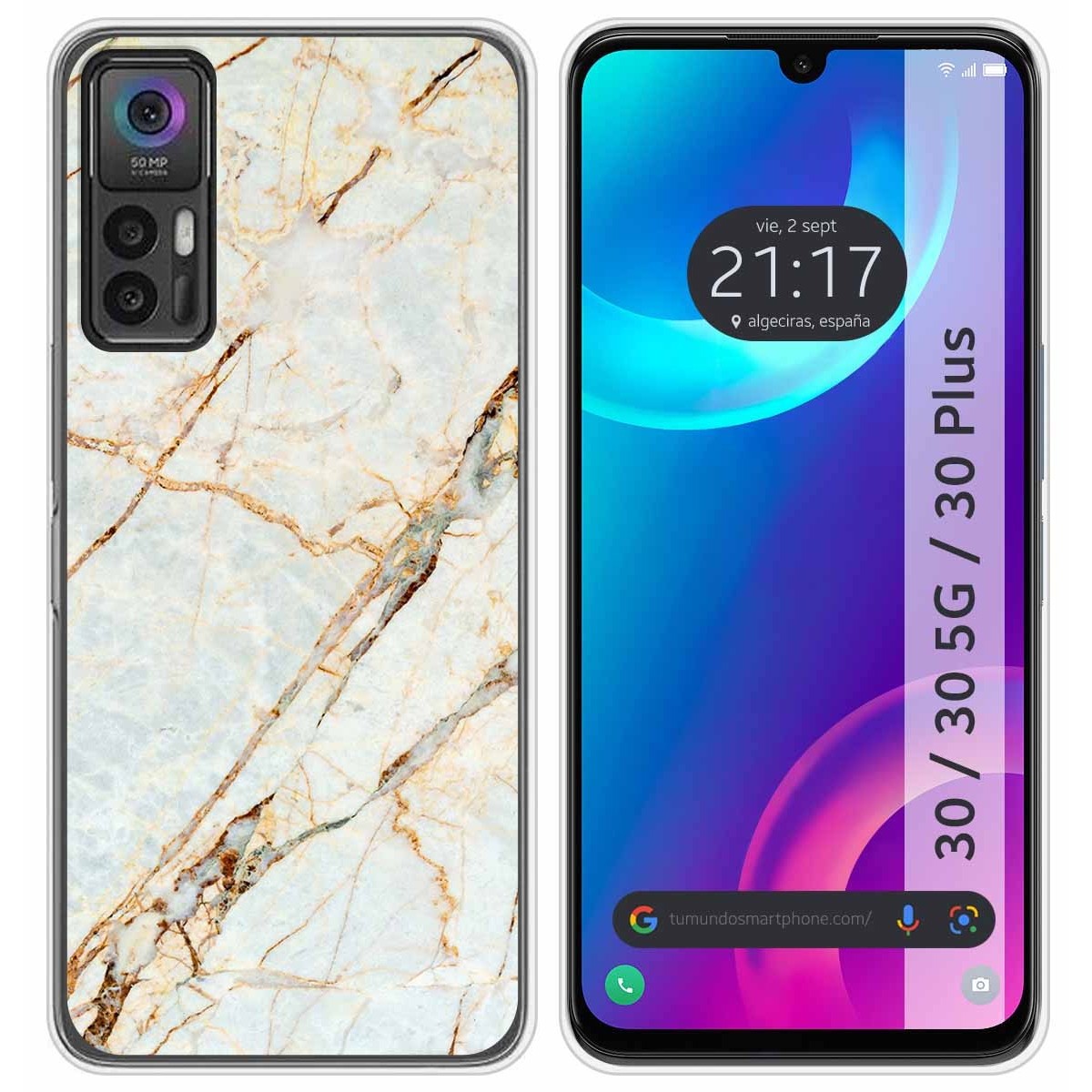 Funda Silicona para TCL 30 / 30 5G / 30 Plus diseño Mármol 13 Dibujos