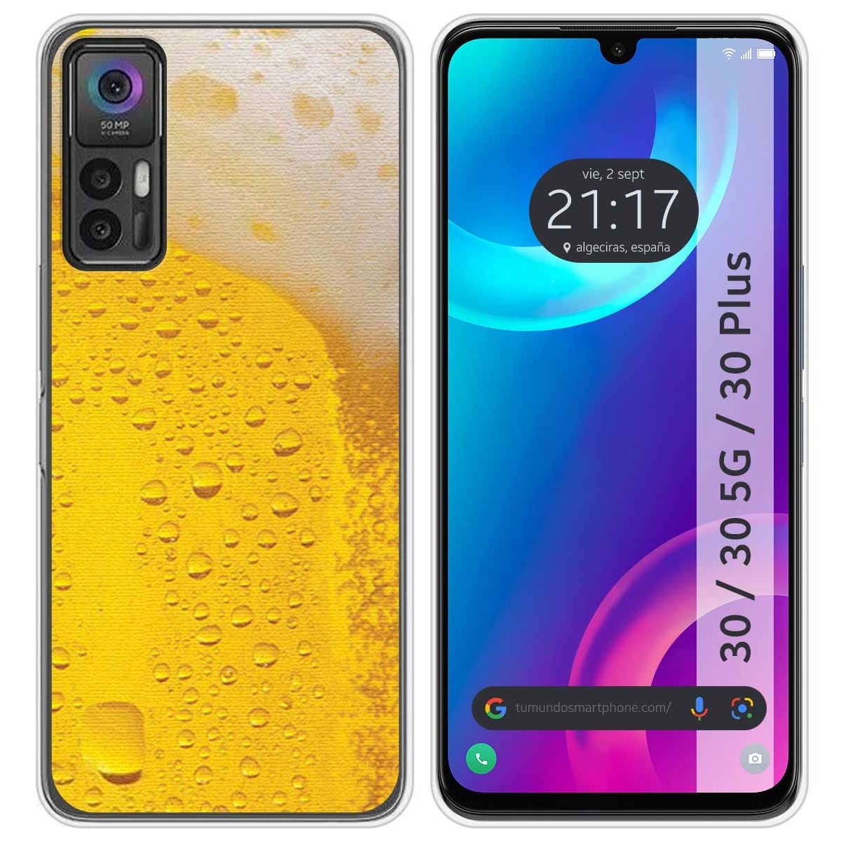 Funda Silicona para TCL 30 / 30 5G / 30 Plus diseño Cerveza Dibujos