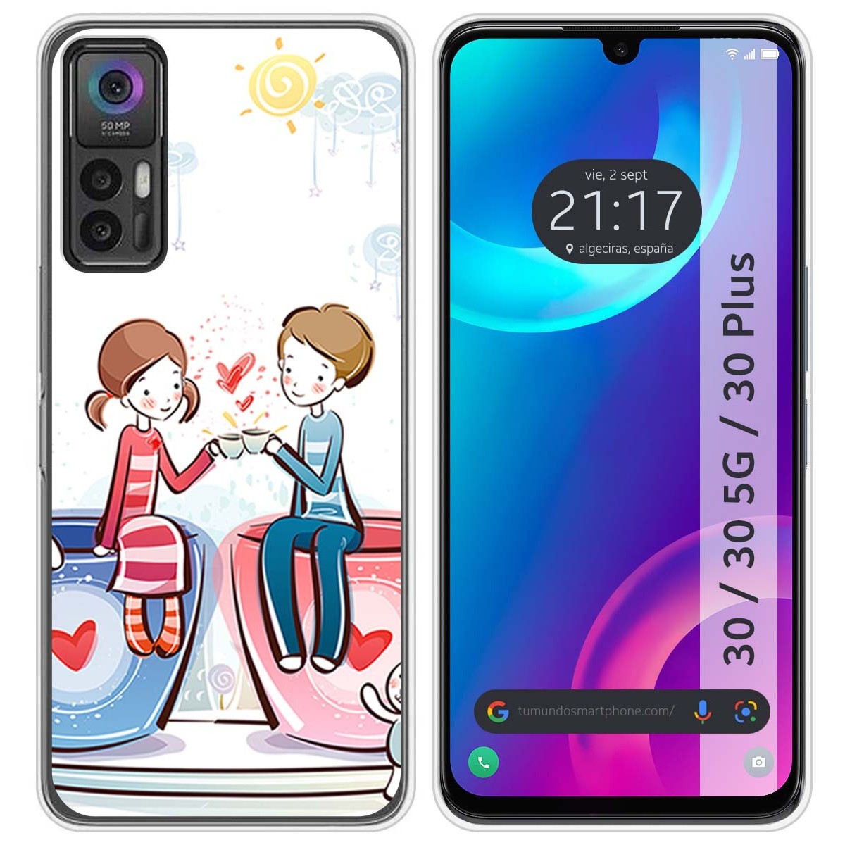 Funda Silicona para TCL 30 / 30 5G / 30 Plus diseño Café Dibujos