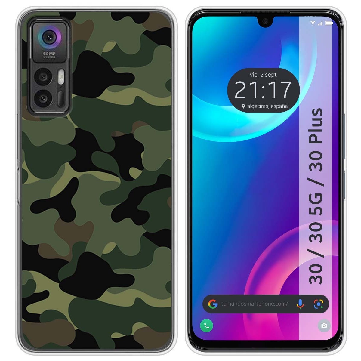 Funda Silicona para TCL 30 / 30 5G / 30 Plus diseño Camuflaje Dibujos