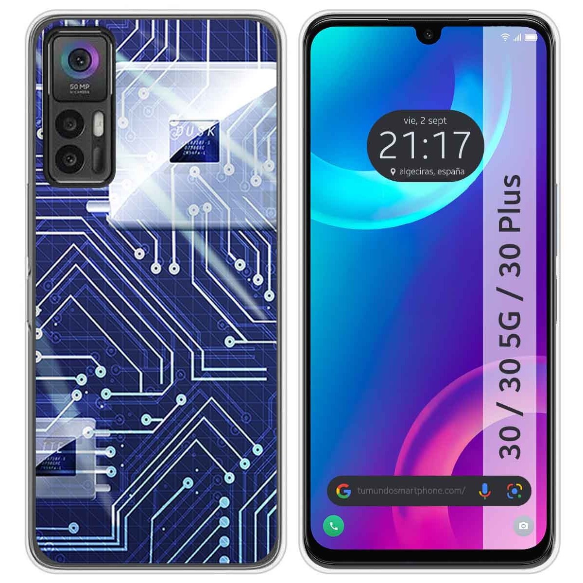 Funda Silicona para TCL 30 / 30 5G / 30 Plus diseño Circuito Dibujos