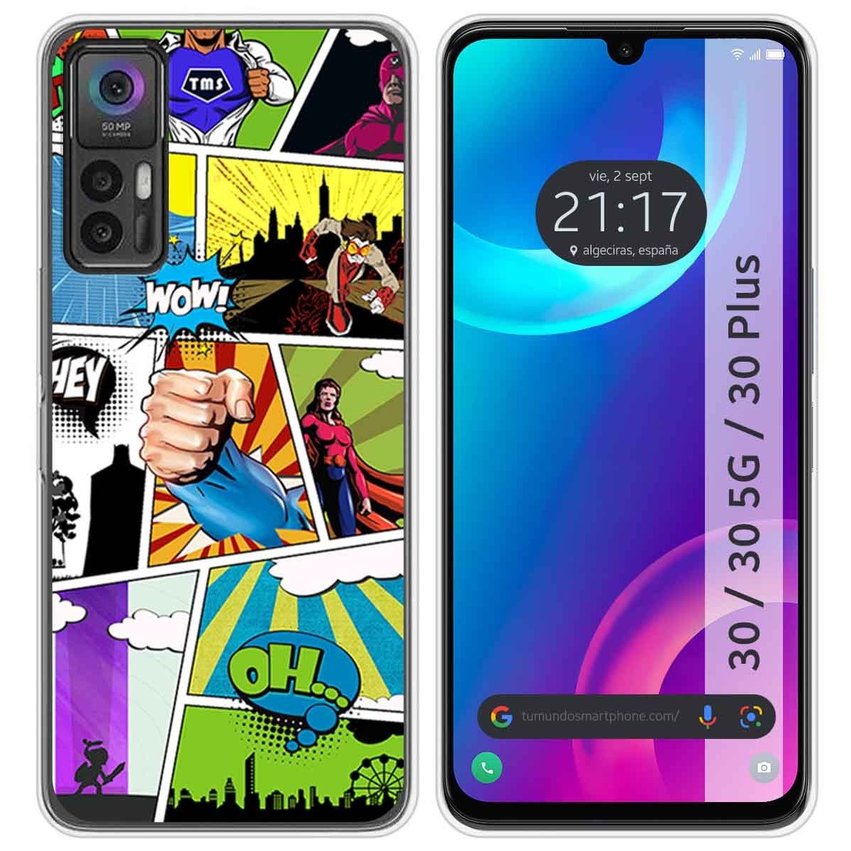 Funda Silicona para TCL 30 / 30 5G / 30 Plus diseño Comic Dibujos