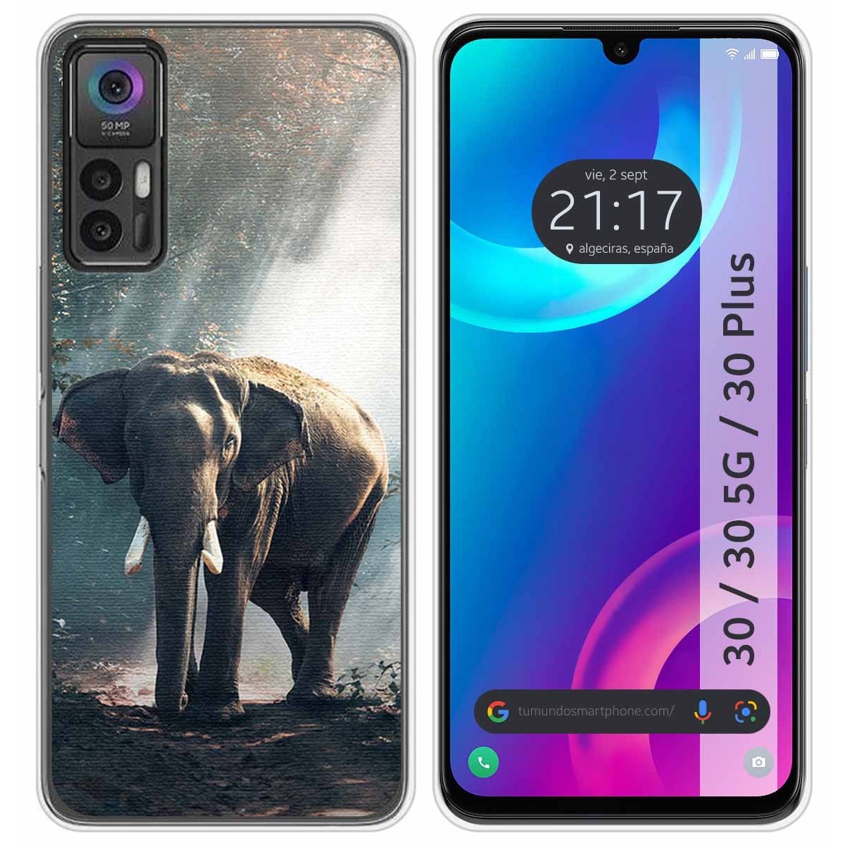 Funda Silicona para TCL 30 / 30 5G / 30 Plus diseño Elefante Dibujos