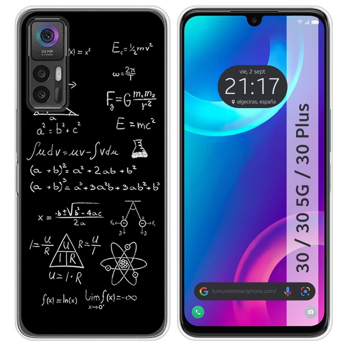 Funda Silicona para TCL 30 / 30 5G / 30 Plus diseño Formulas Dibujos