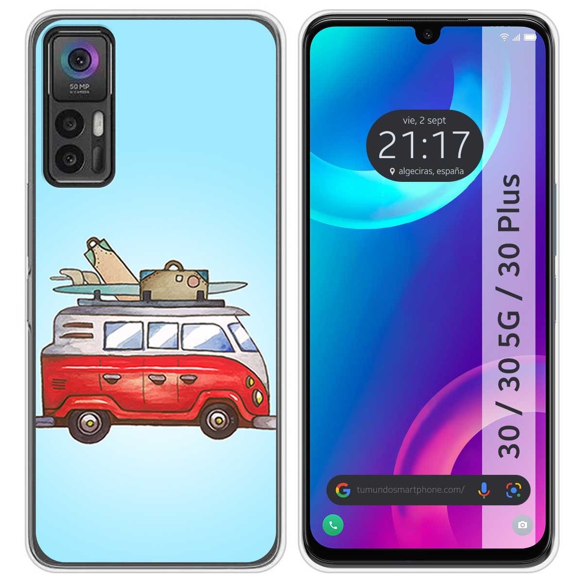 Funda Silicona para TCL 30 / 30 5G / 30 Plus diseño Furgoneta Dibujos