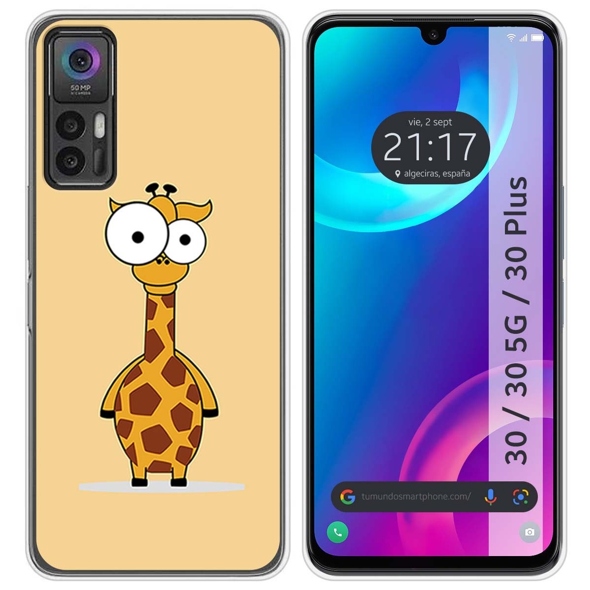 Funda Silicona para TCL 30 / 30 5G / 30 Plus diseño Jirafa Dibujos