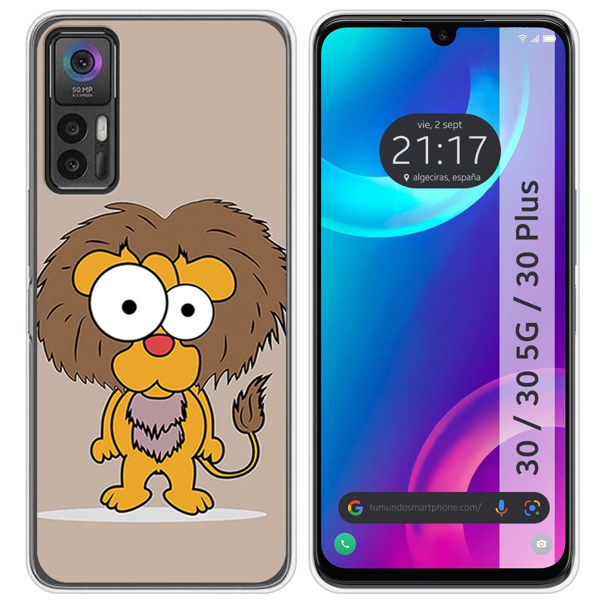 Funda Silicona para TCL 30 / 30 5G / 30 Plus diseño Leon Dibujos