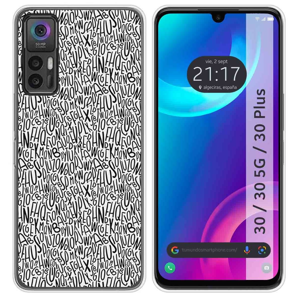 Funda Silicona para TCL 30 / 30 5G / 30 Plus diseño Letras Dibujos