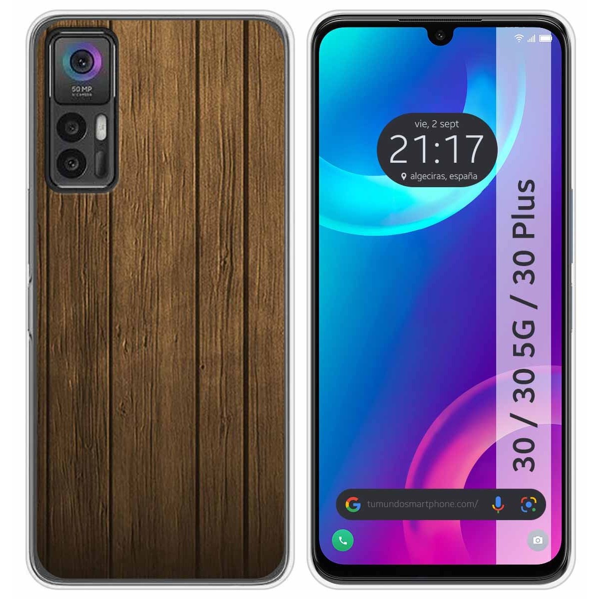 Funda Silicona para TCL 30 / 30 5G / 30 Plus diseño Madera Dibujos