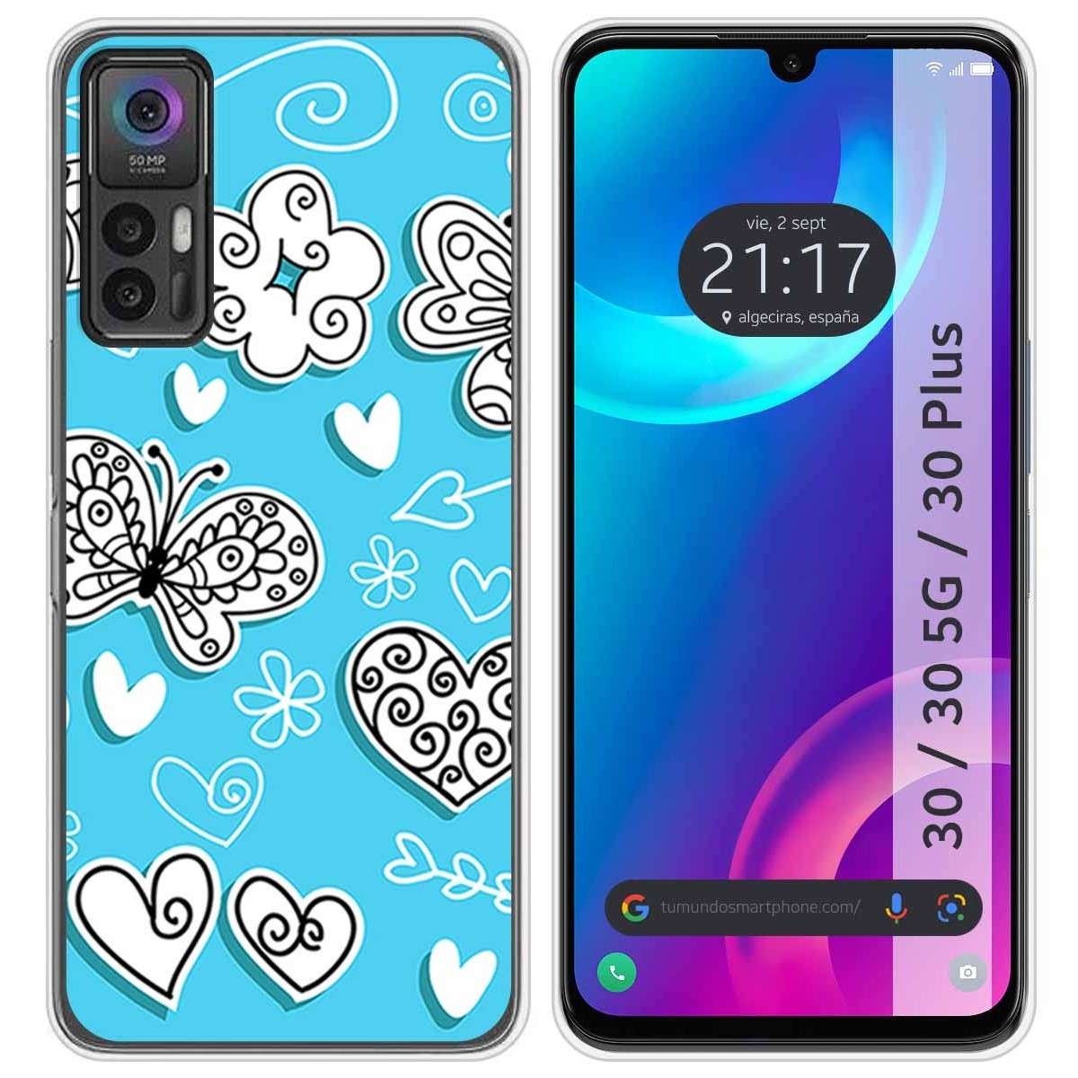 Funda Silicona para TCL 30 / 30 5G / 30 Plus diseño Mariposas Dibujos