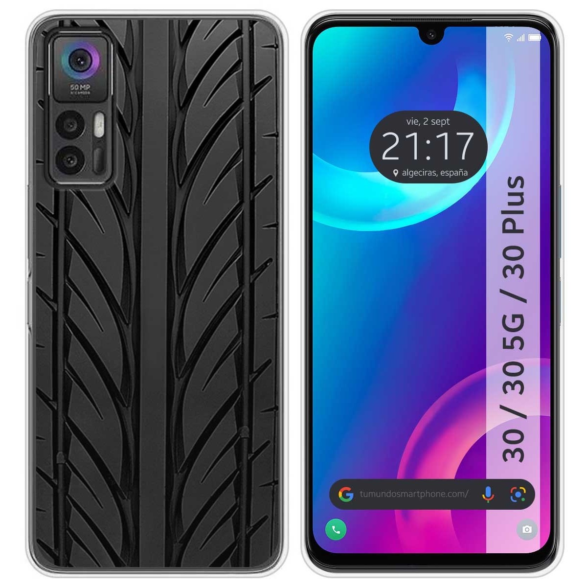 Funda Silicona para TCL 30 / 30 5G / 30 Plus diseño Neumatico Dibujos