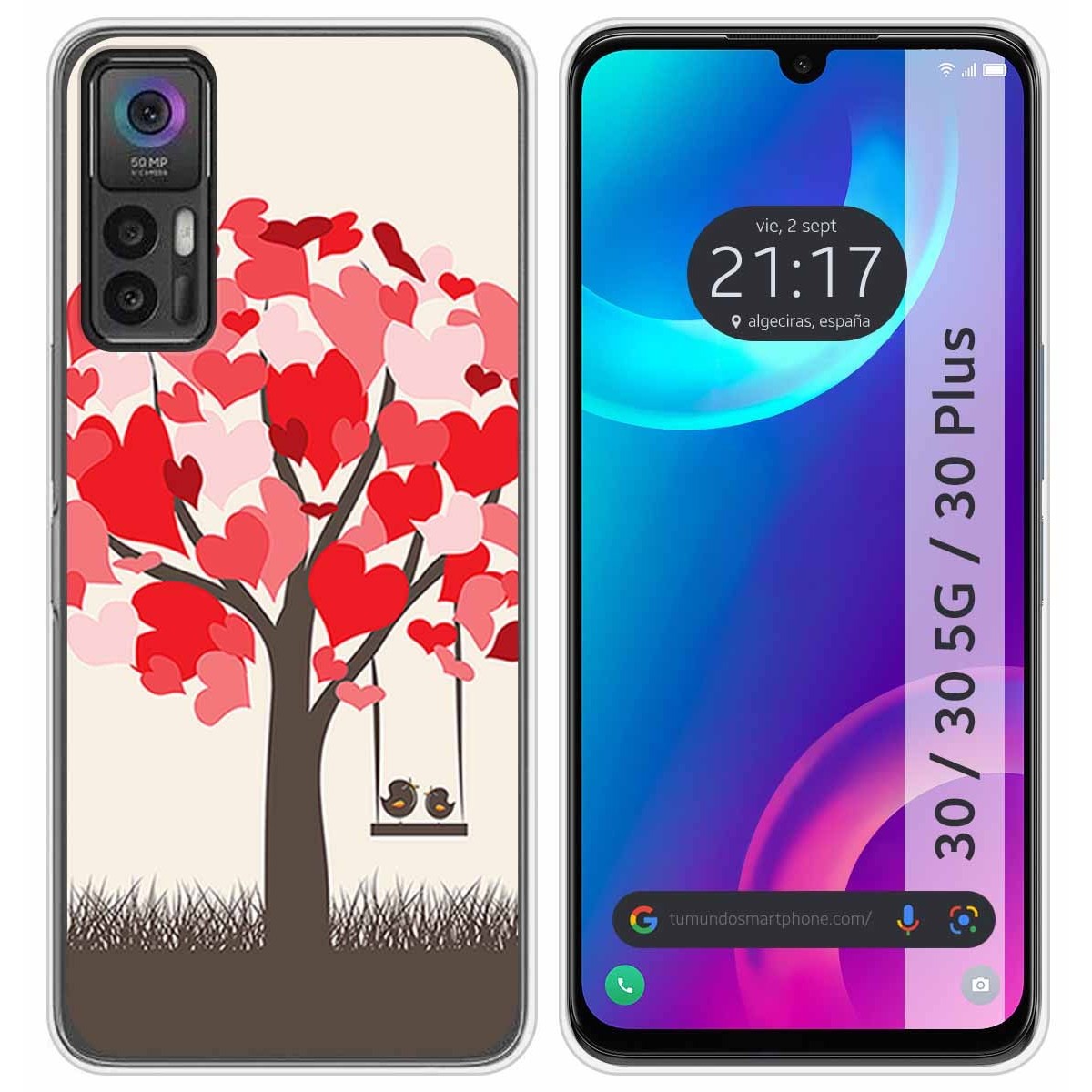 Funda Silicona para TCL 30 / 30 5G / 30 Plus diseño Pajaritos Dibujos