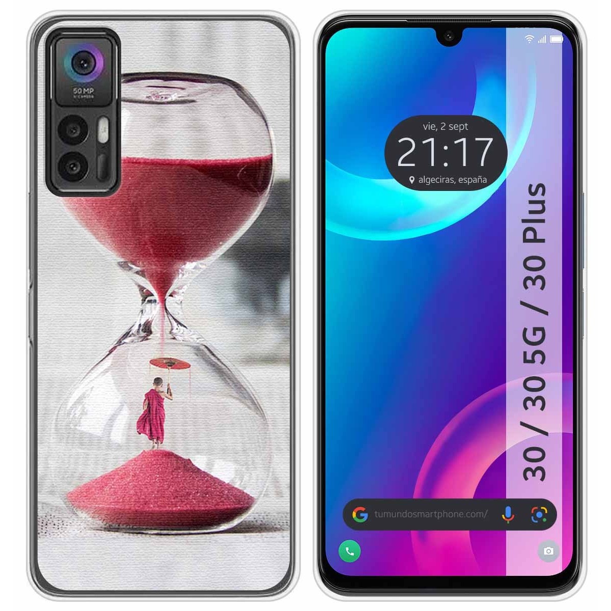 Funda Silicona para TCL 30 / 30 5G / 30 Plus diseño Reloj Dibujos