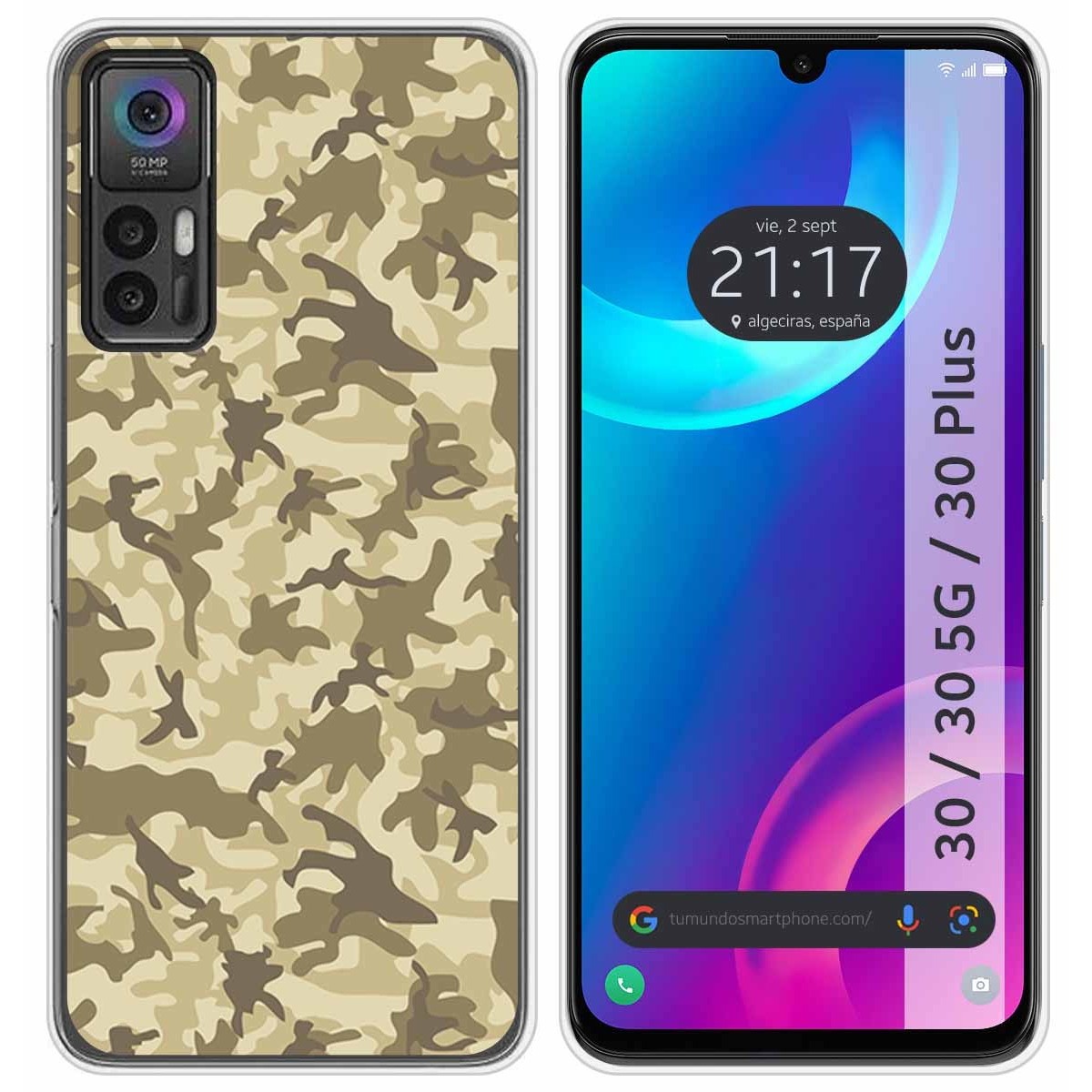 Funda Silicona para TCL 30 / 30 5G / 30 Plus diseño Sand Camuflaje Dibujos